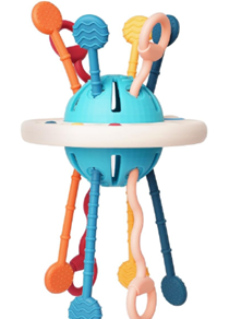 Blue-center pull-string sensory toy. Official CPSC identification image for LiKee.