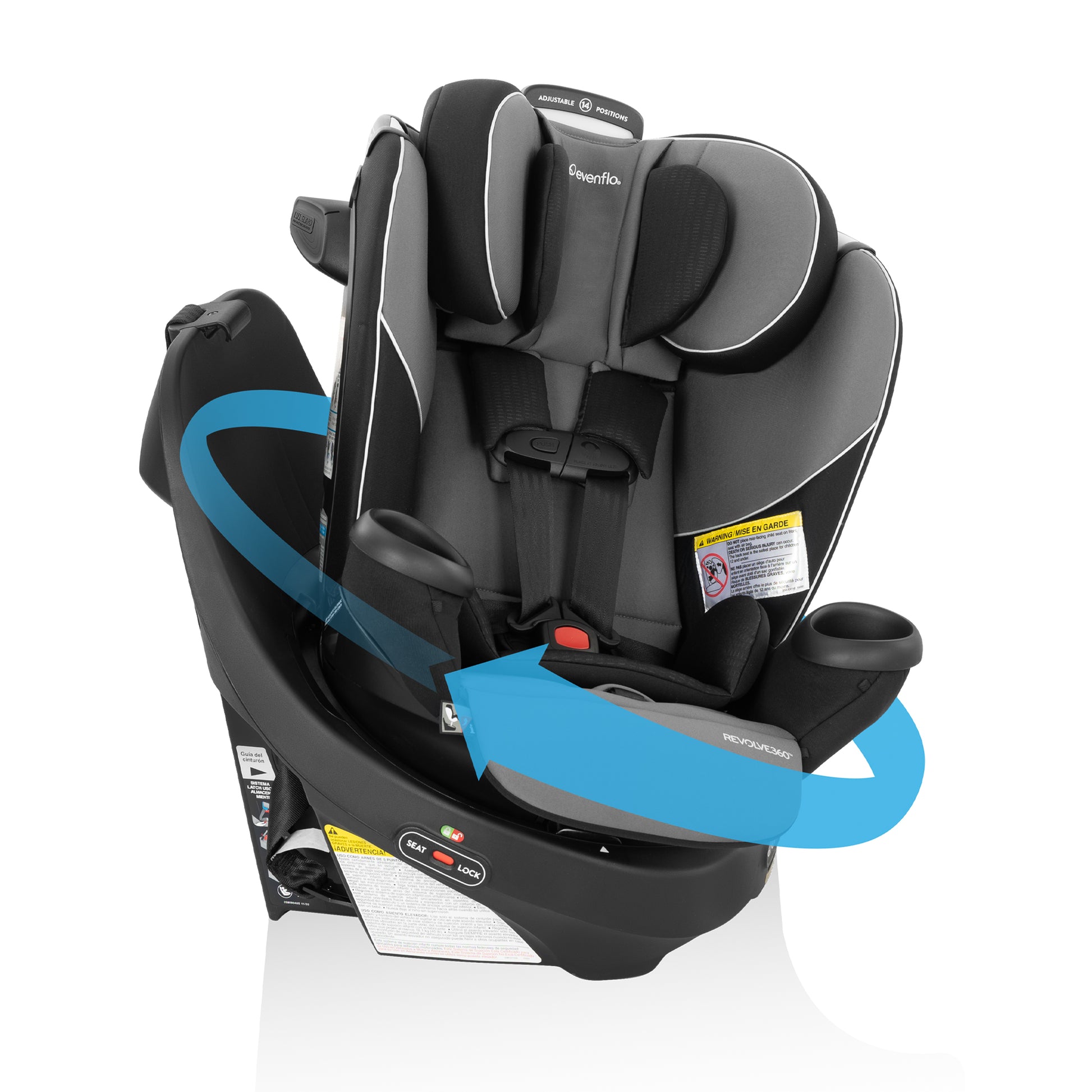 Evenflo Revolve360 rotating all-in-one car seat in Amherst gray