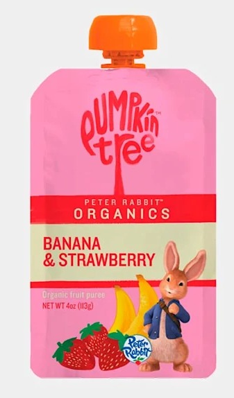 Front of the Pumpkin Tree Peter Rabbit Organics Banana & Strawberry 4 oz pouch